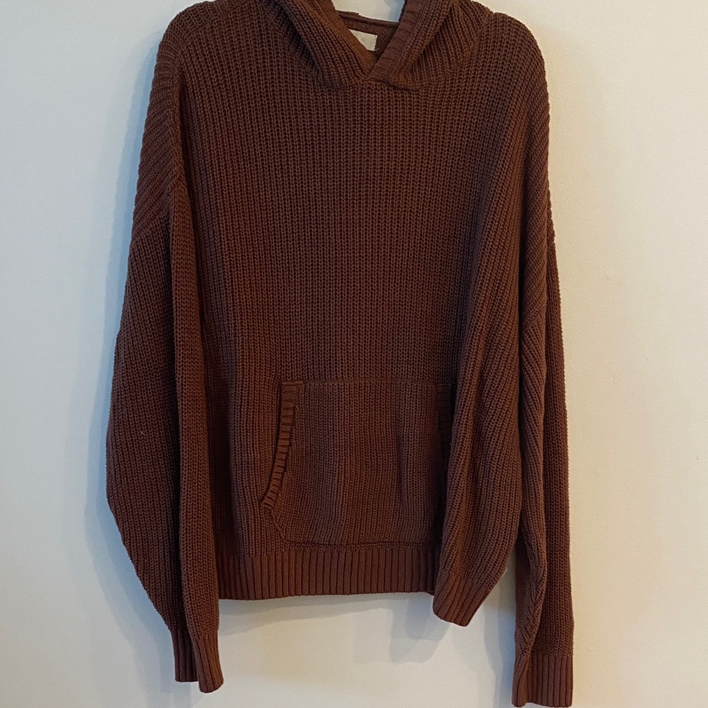 Men's Cozy Brown Hooded Sweater